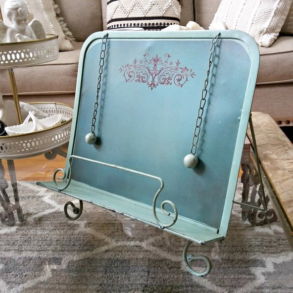 VINTAGE Inspired DISTRESSED METAL Cookbook STAND - Picture 2 of 4